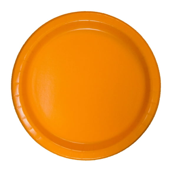 24 Plates 9" Paper Dinner Lunch Plates Wax Coated Orange